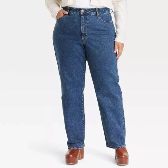 Ava & Viv Denim - Ava & Viv Women's High Rise 90s Straight Leg Jeans Vintage Wash Size 26